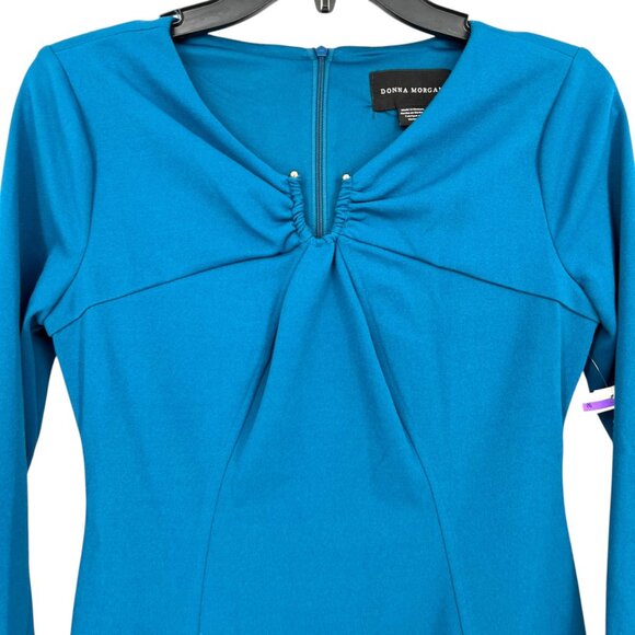 Donna Morgan Vibrant Blue A-Line Long Sleeve Dress Size 0 NWOT - Picture 3 of 9